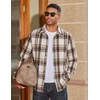 image:imageCOOFANDY Mens Flannel Shirts Long Sleeve Plaid Button Down Shirts Casual Cotton ShirtsLight Khaki