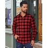 image:imageCOOFANDY Mens Flannel Shirts Long Sleeve Plaid Button Down Shirts Casual Cotton ShirtsRed Checkered