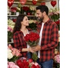 image:imageCOOFANDY Mens Flannel Shirts Long Sleeve Plaid Button Down Shirts Casual Cotton ShirtsRed Checkered