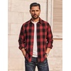 image:imageCOOFANDY Mens Flannel Shirts Long Sleeve Plaid Button Down Shirts Casual Cotton ShirtsRedBlack