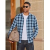 image:imageCOOFANDY Mens Flannel Shirts Long Sleeve Plaid Button Down Shirts Casual Cotton ShirtsSky Blue
