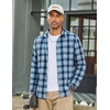 image:imageCOOFANDY Mens Flannel Shirts Long Sleeve Plaid Button Down Shirts Casual Cotton ShirtsSky Blue