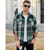 image:imageCOOFANDY Mens Flannel Shirts Long Sleeve Plaid Shirt Jacket Button Down Shirt with PocketsGreen