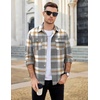 image:imageCOOFANDY Mens Flannel Shirts Long Sleeve Plaid Shirt Jacket Button Down Shirt with PocketsLight Khaki