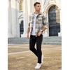 image:imageCOOFANDY Mens Flannel Shirts Long Sleeve Plaid Shirt Jacket Button Down Shirt with PocketsLight Khaki