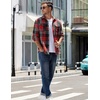 image:imageCOOFANDY Mens Flannel Shirts Long Sleeve Plaid Shirt Jacket Button Down Shirt with PocketsRed