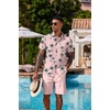 image:imageCOOFANDY Mens Hawaiian 2 Piece Outfits Floral Button Down Shirt and Shorts Vacation Outfits Summer Beach Matching SetCoconut Tree Pink