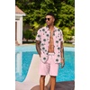 image:imageCOOFANDY Mens Hawaiian 2 Piece Outfits Floral Button Down Shirt and Shorts Vacation Outfits Summer Beach Matching SetCoconut Tree Pink