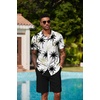 image:imageCOOFANDY Mens Hawaiian 2 Piece Outfits Floral Button Down Shirt and Shorts Vacation Outfits Summer Beach Matching SetCoconut Tree White
