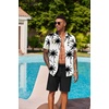 image:imageCOOFANDY Mens Hawaiian 2 Piece Outfits Floral Button Down Shirt and Shorts Vacation Outfits Summer Beach Matching SetCoconut Tree White