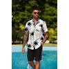 image:imageCOOFANDY Mens Hawaiian 2 Piece Outfits Floral Button Down Shirt and Shorts Vacation Outfits Summer Beach Matching SetCoconut Tree White