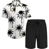 image:imageCOOFANDY Mens Hawaiian 2 Piece Outfits Floral Button Down Shirt and Shorts Vacation Outfits Summer Beach Matching SetCoconut Tree White