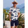 image:imageCOOFANDY Mens Hawaiian 2 Piece Outfits Floral Button Down Shirt and Shorts Vacation Outfits Summer Beach Matching SetCoconut Treesnavy Blue