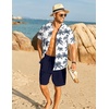 image:imageCOOFANDY Mens Hawaiian 2 Piece Outfits Floral Button Down Shirt and Shorts Vacation Outfits Summer Beach Matching SetCoconut Treesnavy Blue