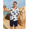 image:imageCOOFANDY Mens Hawaiian 2 Piece Outfits Floral Button Down Shirt and Shorts Vacation Outfits Summer Beach Matching SetCoconut Treesnavy Blue