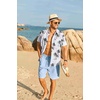 image:imageCOOFANDY Mens Hawaiian 2 Piece Outfits Floral Button Down Shirt and Shorts Vacation Outfits Summer Beach Matching SetIsland Light Blue
