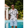 image:imageCOOFANDY Mens Hawaiian 2 Piece Outfits Floral Button Down Shirt and Shorts Vacation Outfits Summer Beach Matching SetIsland Light Blue