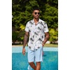 image:imageCOOFANDY Mens Hawaiian 2 Piece Outfits Floral Button Down Shirt and Shorts Vacation Outfits Summer Beach Matching SetIsland Light Blue