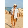 image:imageCOOFANDY Mens Hawaiian 2 Piece Outfits Floral Button Down Shirt and Shorts Vacation Outfits Summer Beach Matching SetIsland Sailboat Orange