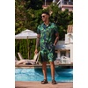 image:imageCOOFANDY Mens Hawaiian 2 Piece Outfits Floral Button Down Shirt and Shorts Vacation Outfits Summer Beach Matching SetLeaf Green Black