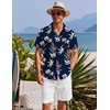 image:imageCOOFANDY Mens Hawaiian 2 Piece Outfits Floral Button Down Shirt and Shorts Vacation Outfits Summer Beach Matching SetLeaf Navy Blue