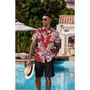 image:imageCOOFANDY Mens Hawaiian 2 Piece Outfits Floral Button Down Shirt and Shorts Vacation Outfits Summer Beach Matching SetLeaf Red