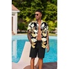 image:imageCOOFANDY Mens Hawaiian 2 Piece Outfits Floral Button Down Shirt and Shorts Vacation Outfits Summer Beach Matching SetPalm Leaf Black