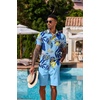 image:imageCOOFANDY Mens Hawaiian 2 Piece Outfits Floral Button Down Shirt and Shorts Vacation Outfits Summer Beach Matching SetPalm Leaf Blue