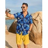 image:imageCOOFANDY Mens Hawaiian 2 Piece Outfits Floral Button Down Shirt and Shorts Vacation Outfits Summer Beach Matching SetPalm Leaf Navy