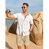 image:imageCOOFANDY Mens Hawaiian 2 Piece Outfits Floral Button Down Shirt and Shorts Vacation Outfits Summer Beach Matching SetPalm Leaf White