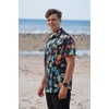 image:imageCOOFANDY Mens Hawaiian 2 Piece Outfits Floral Button Down Shirt and Shorts Vacation Outfits Summer Beach Matching SetPineapple Leaf Black