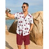 image:imageCOOFANDY Mens Hawaiian 2 Piece Outfits Floral Button Down Shirt and Shorts Vacation Outfits Summer Beach Matching SetWhite  Red Floral