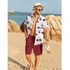 image:imageCOOFANDY Mens Hawaiian 2 Piece Outfits Floral Button Down Shirt and Shorts Vacation Outfits Summer Beach Matching SetWhite  Red Floral