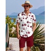 image:imageCOOFANDY Mens Hawaiian 2 Piece Outfits Floral Button Down Shirt and Shorts Vacation Outfits Summer Beach Matching SetWhite  Red Floral