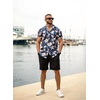 image:imageCOOFANDY Mens Hawaiian 2 Piece Outfits Floral Button Down Shirt and Shorts Vacation Outfits Summer Beach Matching SetWhite Floral Navy