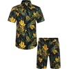 image:imageCOOFANDY Mens Hawaiian Matching Set Summer Beach 2 Piece Outfits Flower Button Down Shirts and Shorts Vacation Outfits01black