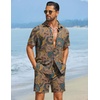 image:imageCOOFANDY Mens Hawaiian Matching Set Summer Beach 2 Piece Outfits Flower Button Down Shirts and Shorts Vacation Outfits01hand Painted Flowers