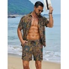 image:imageCOOFANDY Mens Hawaiian Matching Set Summer Beach 2 Piece Outfits Flower Button Down Shirts and Shorts Vacation Outfits01hand Painted Flowers