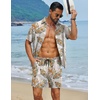 image:imageCOOFANDY Mens Hawaiian Matching Set Summer Beach 2 Piece Outfits Flower Button Down Shirts and Shorts Vacation Outfits2 Navy Blue