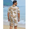 image:imageCOOFANDY Mens Hawaiian Matching Set Summer Beach 2 Piece Outfits Flower Button Down Shirts and Shorts Vacation Outfits2 Navy Blue