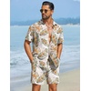 image:imageCOOFANDY Mens Hawaiian Matching Set Summer Beach 2 Piece Outfits Flower Button Down Shirts and Shorts Vacation Outfits2 Navy Blue
