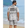 image:imageCOOFANDY Mens Hawaiian Matching Set Summer Beach 2 Piece Outfits Flower Button Down Shirts and Shorts Vacation OutfitsBlack and White Stripes