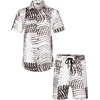 image:imageCOOFANDY Mens Hawaiian Matching Set Summer Beach 2 Piece Outfits Flower Button Down Shirts and Shorts Vacation OutfitsBlack and White Stripes