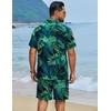 image:imageCOOFANDY Mens Hawaiian Matching Set Summer Beach 2 Piece Outfits Flower Button Down Shirts and Shorts Vacation OutfitsBlue  Green