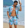 image:imageCOOFANDY Mens Hawaiian Matching Set Summer Beach 2 Piece Outfits Flower Button Down Shirts and Shorts Vacation OutfitsBlue