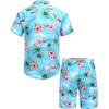 image:imageCOOFANDY Mens Hawaiian Matching Set Summer Beach 2 Piece Outfits Flower Button Down Shirts and Shorts Vacation OutfitsBlue