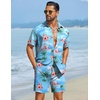 image:imageCOOFANDY Mens Hawaiian Matching Set Summer Beach 2 Piece Outfits Flower Button Down Shirts and Shorts Vacation OutfitsBlue
