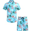 image:imageCOOFANDY Mens Hawaiian Matching Set Summer Beach 2 Piece Outfits Flower Button Down Shirts and Shorts Vacation OutfitsBlue