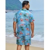 image:imageCOOFANDY Mens Hawaiian Matching Set Summer Beach 2 Piece Outfits Flower Button Down Shirts and Shorts Vacation OutfitsBlue