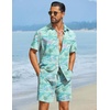 image:imageCOOFANDY Mens Hawaiian Matching Set Summer Beach 2 Piece Outfits Flower Button Down Shirts and Shorts Vacation OutfitsCoconut Tree